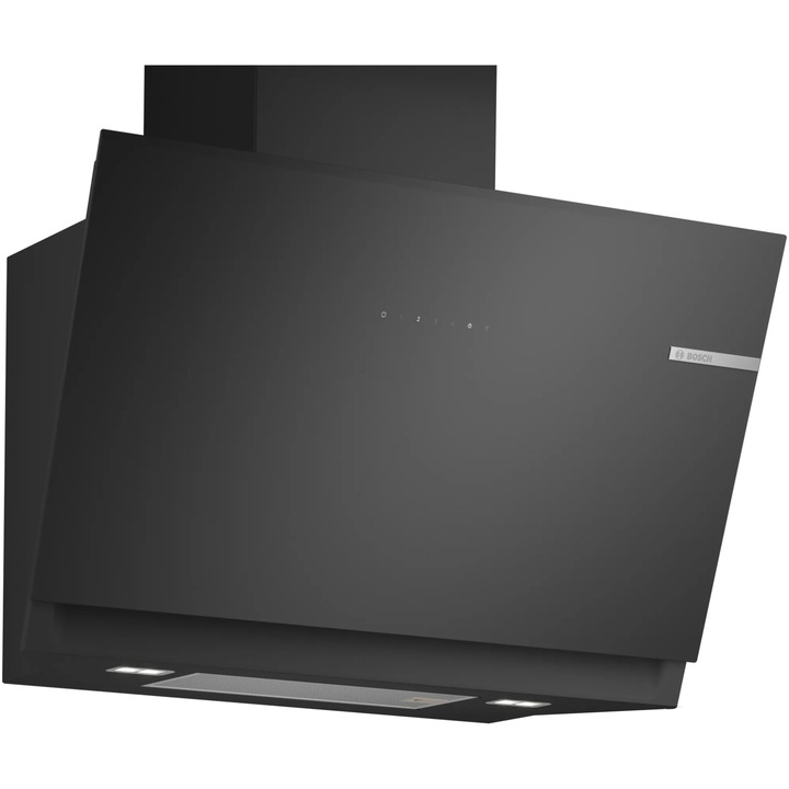 Декоративен абсорбатор за вграждане Bosch DWK81AN60, 3 степени + интензивен, Абсорбционна мощност 915 м3/ч, 80 см, Черно стъкло