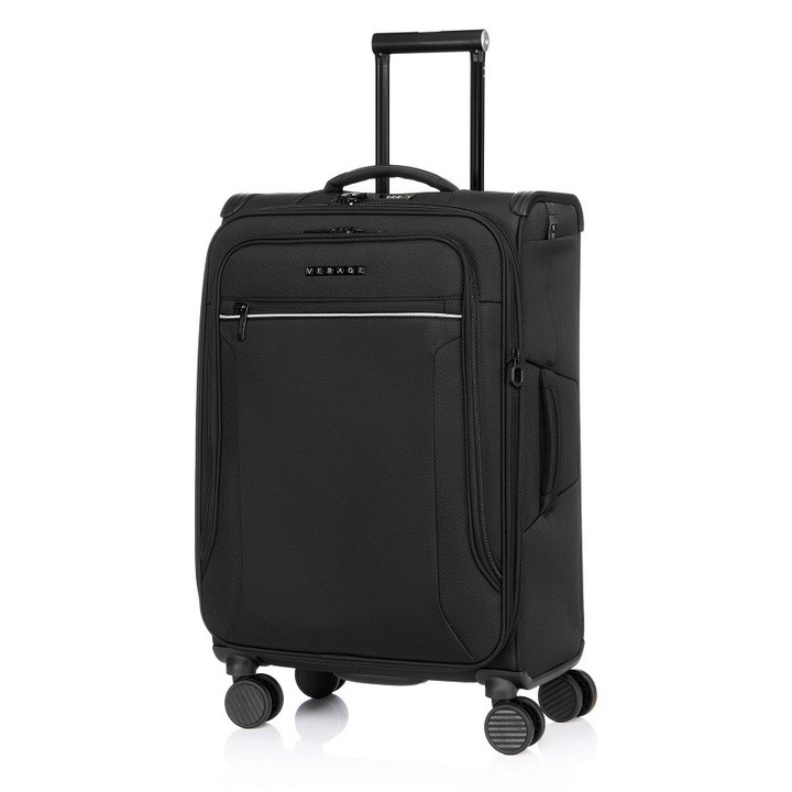 Troler Mediu Poliester Impermeabil Verage Toledo, Lanterna, Cifru TSA, 68 cm, Negru