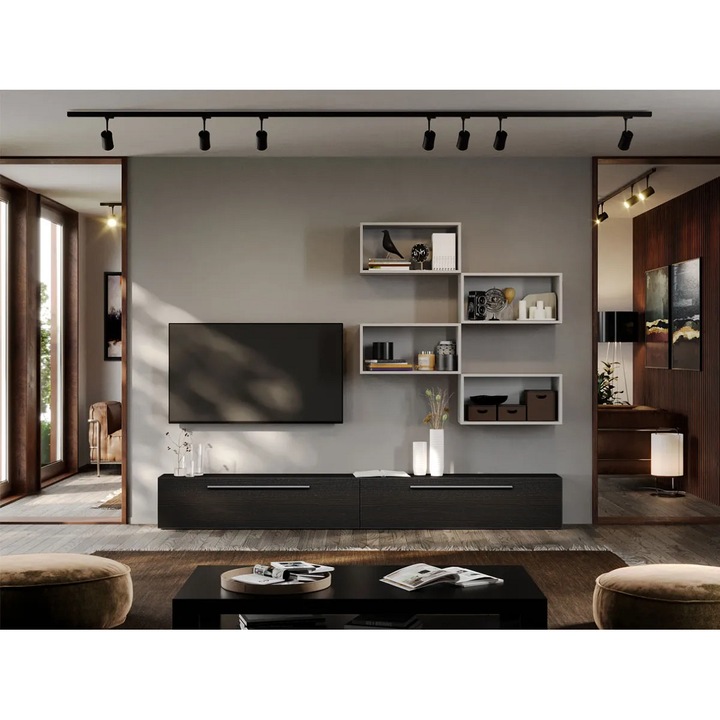 Set Mobila Living, Storm, Ferara cu Alb, C16, L 240 x A 25 x H 185 cm