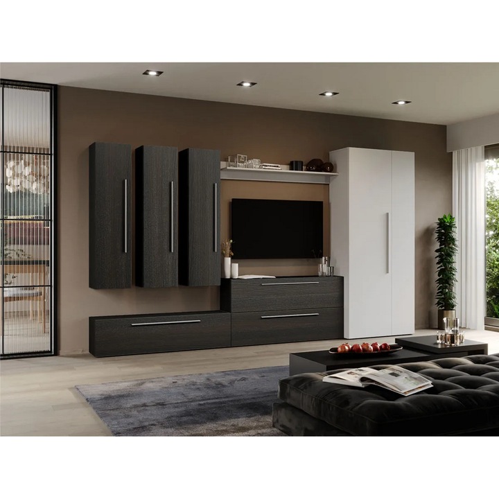 Set Mobila Living, Storm, Ferara cu Alb, C32, L 320 x A 33.4 x H 185 cm