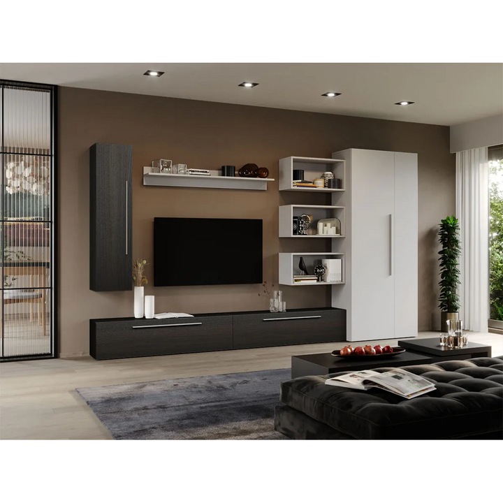 Set Mobila Living, Storm, Ferara cu Alb, C33, L 320 x A 33.4 x H 185 cm