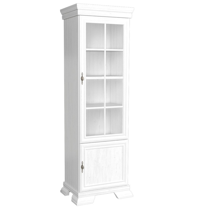 Vitrina living AXKRW1, 2 usi, 4 polite, Alb Antichizat, 58x40x193cm