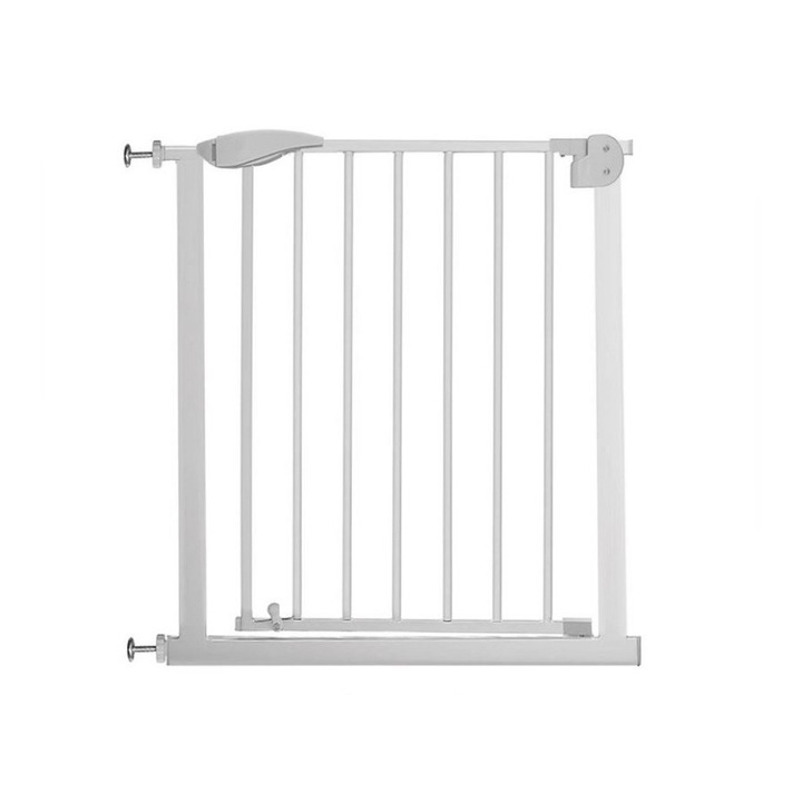 Poarta de protectie pentru copii, inchidere automata, metal, alba, 76x75-82 cm