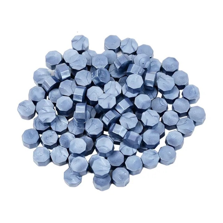 Granule Ceara albastru-gri sidefat pentru sigilii invitatie nunta botez - 100 buc