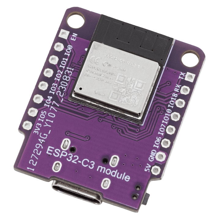Платка ESP32-C3, Bluetooth, WiF, 31.5 x 25.8 x 7 mm, лилаво