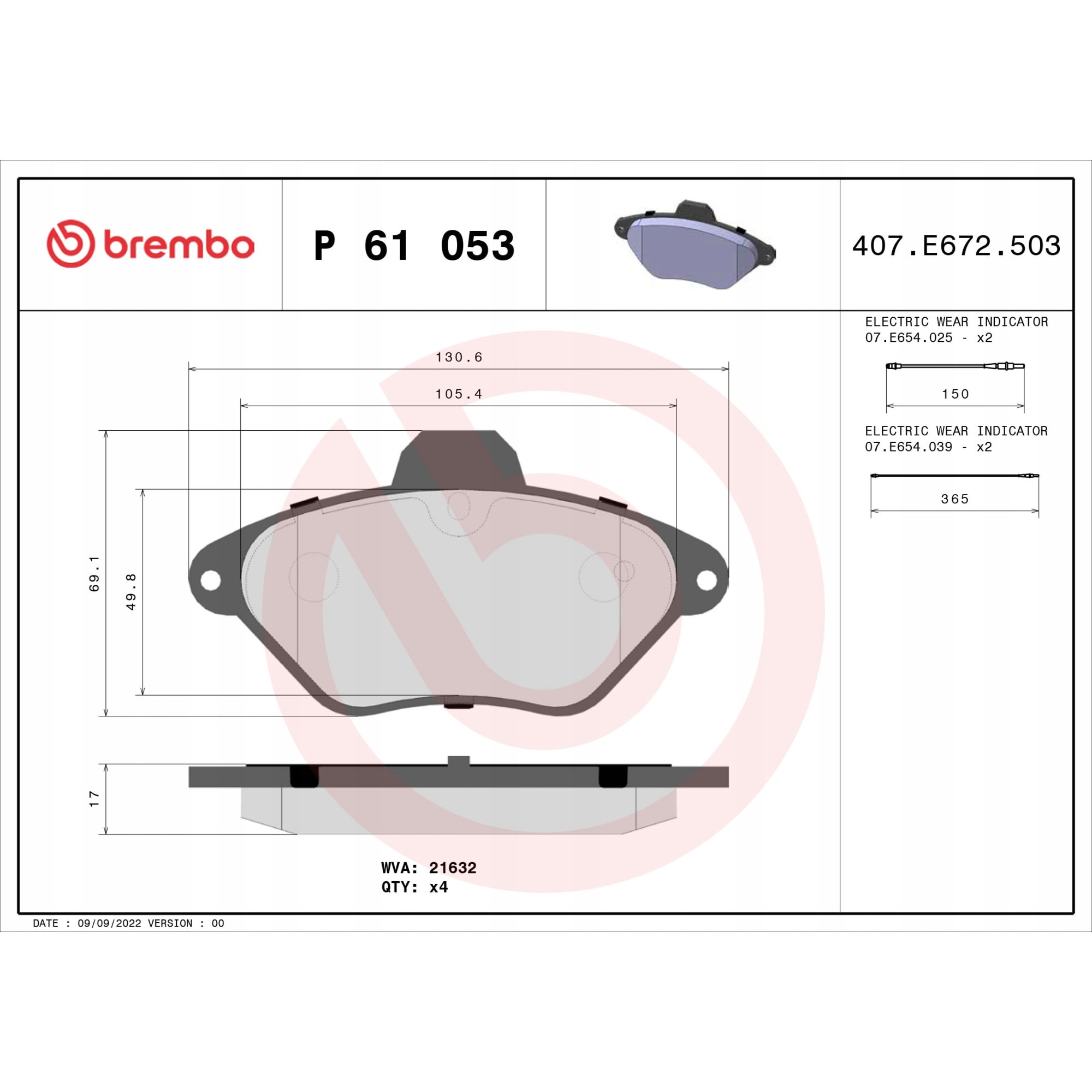 Комплект накладки, BREMBO, код P 61 053 - eMAG.bg