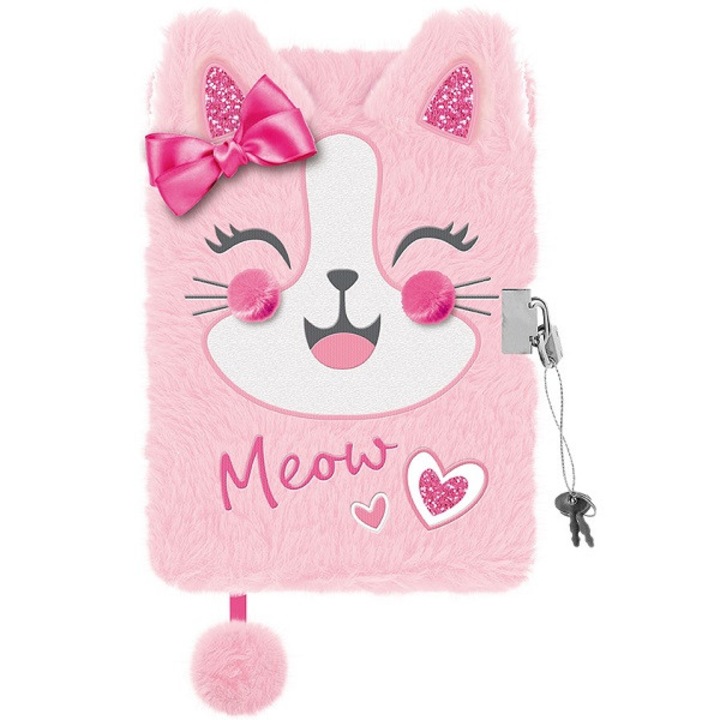 Plüss napló 3D mintával A5 - Pink cica