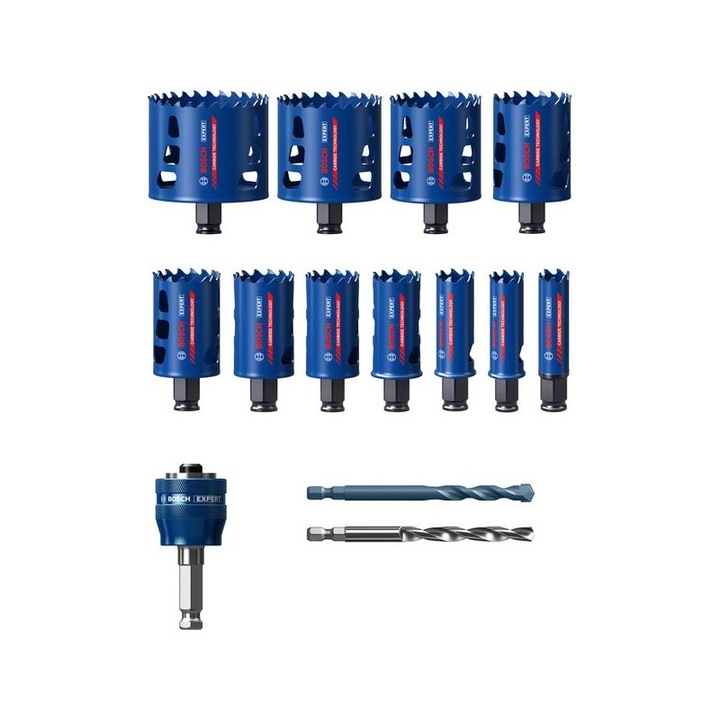 Set carote carbura Bosch Expert ToughMaterial, 14 piese