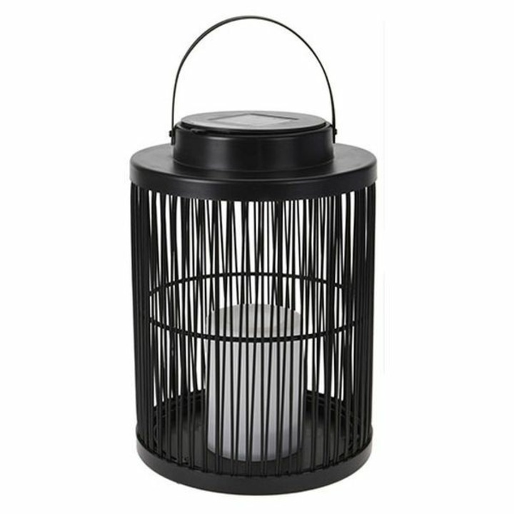 Solar LED lámpa, felakasztható, rattan, fekete, 24 cm