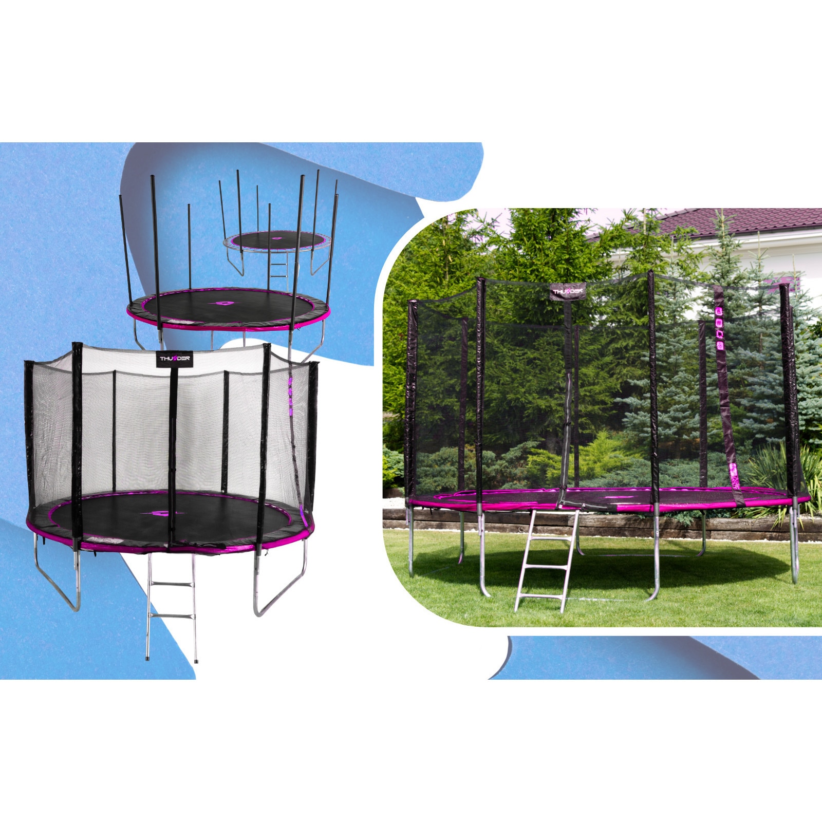 Детски градински батут Thunder, Outside Pro 14Ft, 435 cm, с външна ...