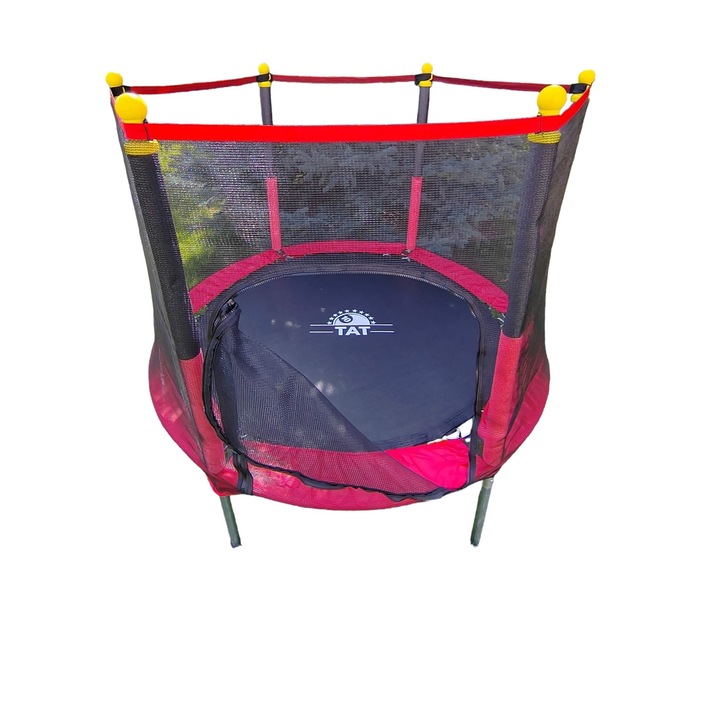 Trambulina Kid Jump 140 cu plasa de siguranta, rosu-negru
