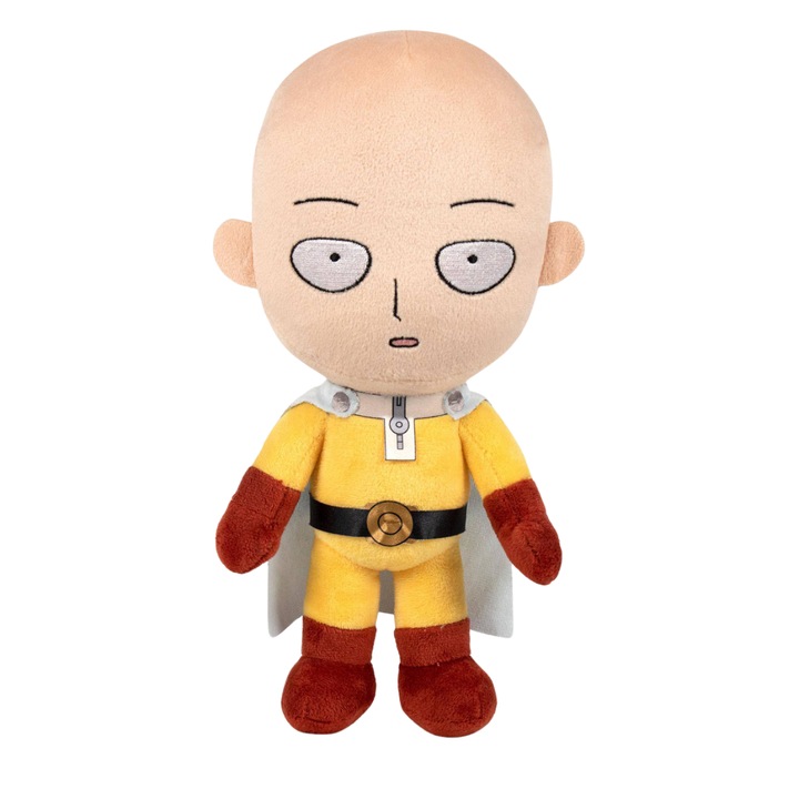 Jucarie de plus One Punch Man, model Saitama, material textil si plus, 27 cm inaltime, culoare multicolor