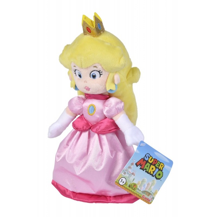 Jucarie de plus, Super Mario Bros - Peach, multicolor, inaltime 26 cm