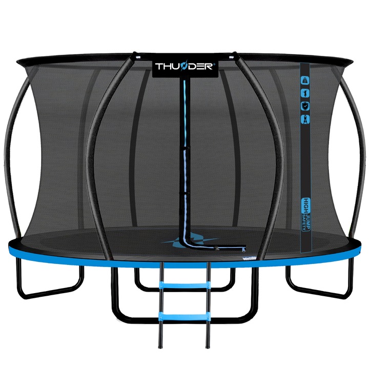 Gyermek kerti trambulin, Thunder, Inside Ultra 12Ft, 366cm, belső hálóval, Kék