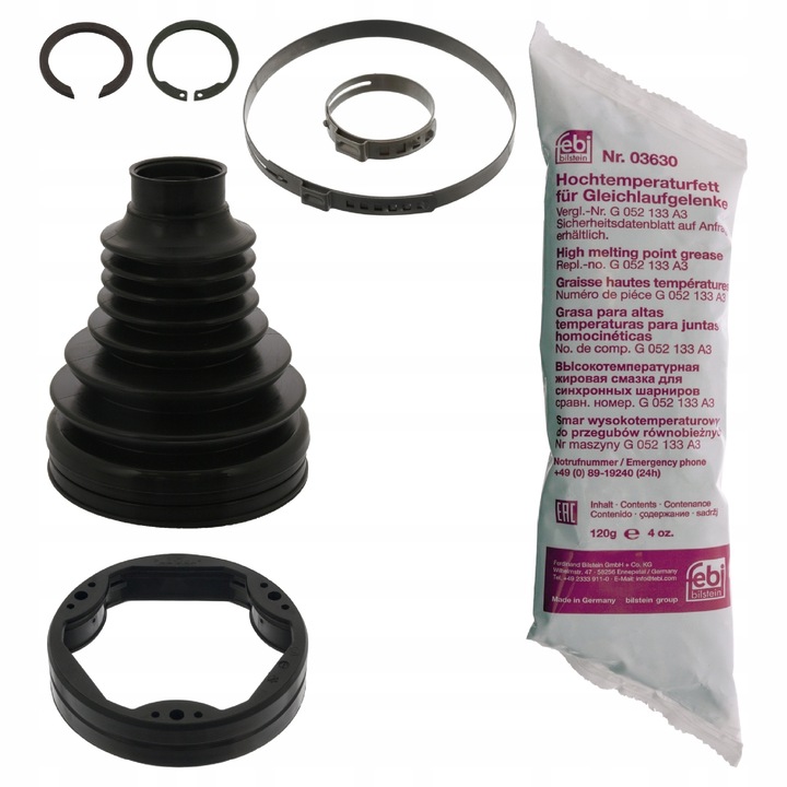 FEBI BILSTEIN Féltengely gumiharang, hőre lágyuló műanyag, 107x27x87,5mm, első tengelyhez