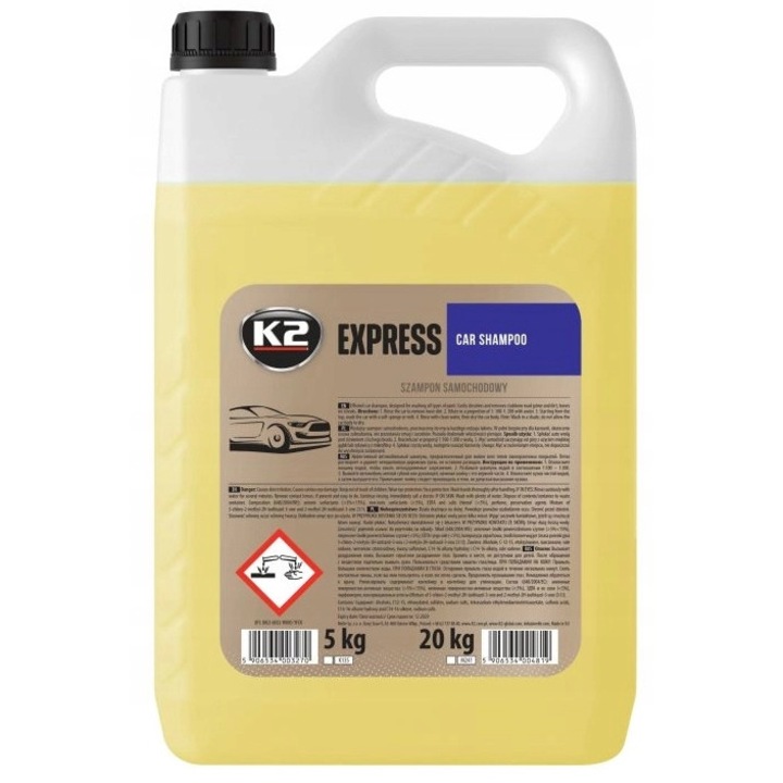 Автошампоан K2 Express, ефективен, с вкус на лимон, 5л