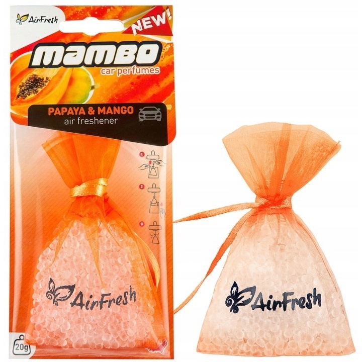 Parfum Masina, Airfresh, Mambo, Bila Parfumata, Umeras, Potrivit Pentru Masina, Birou Si Acasa, Papaya & Mango, 20G