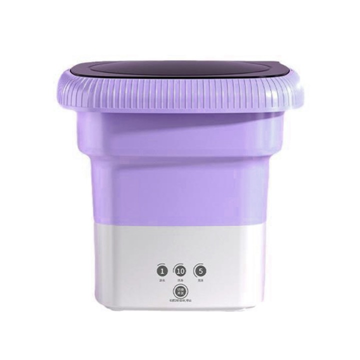 Малка преносима пералня, Tebnaild, сгъваема, 6.5 L, 12 V, Лилава