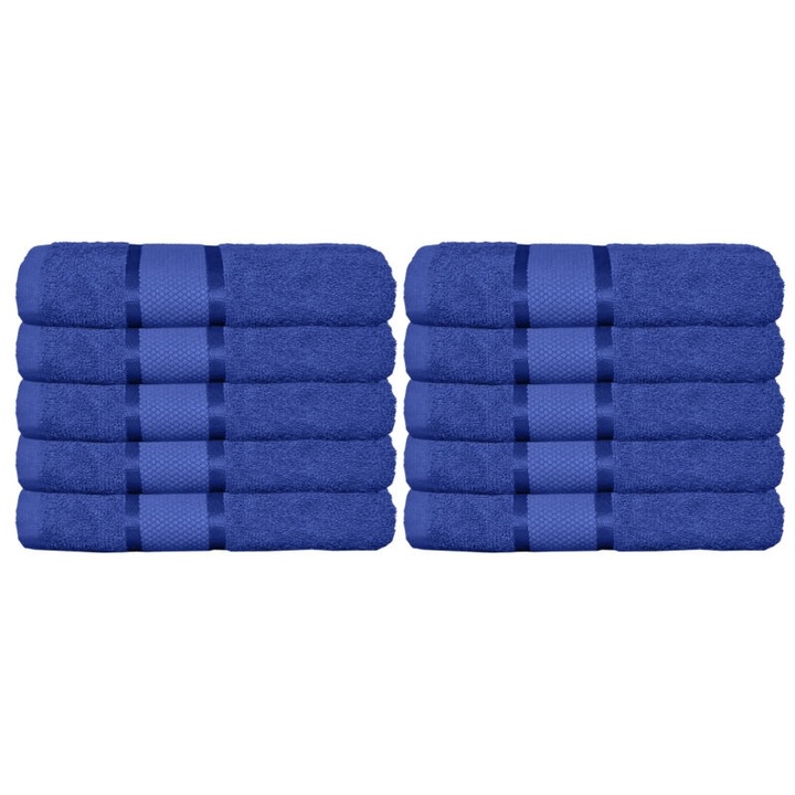 10 db-os kéztörlő készlet, pamut, sima, 400g/m², 30x50cm, sötétkék