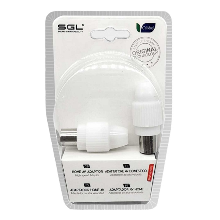 Set 2 bucati mufe coaxiale TV, SGL, Alb