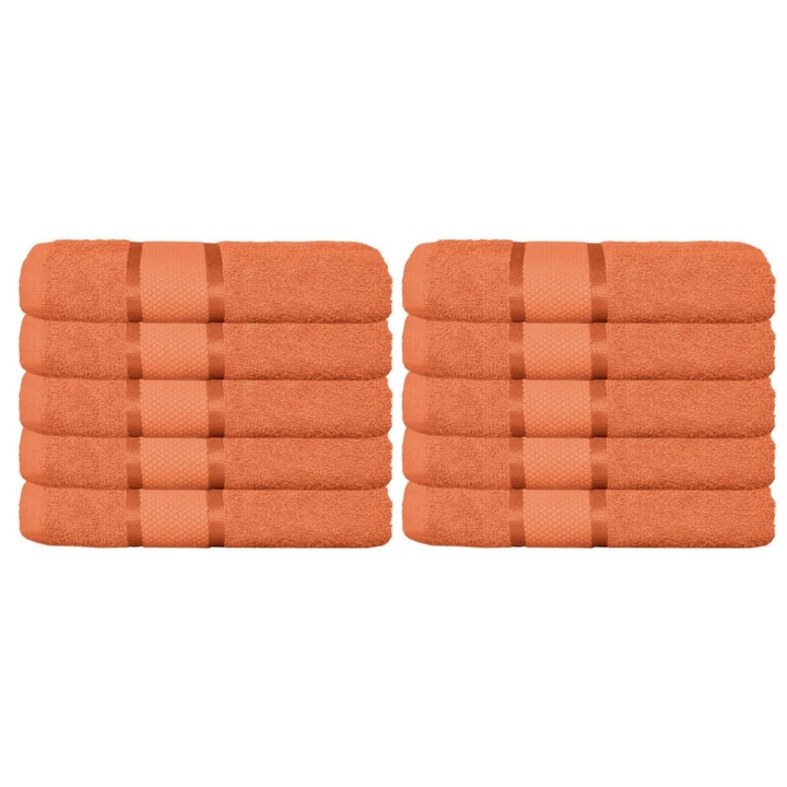 Комплект от 10 кърпи за лице, памук, обикновена, 400g/m², 50x90cm, оранжева