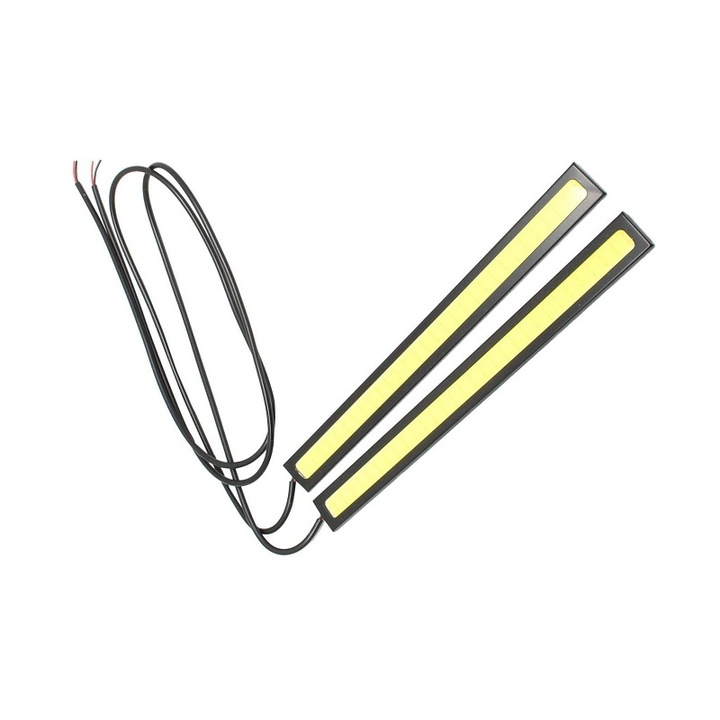 Lumini de zi auto cu LED, Cauciuc, 12V, Galben/Negru