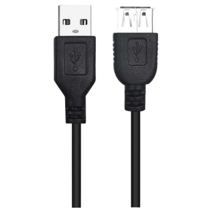 USB 2.0 sgl удължителен кабел, мъжки/женски, 1,5 м, черен