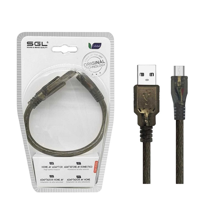 Cablu adaptor sgl, USB-A, Micro USB, 20cm, Negru