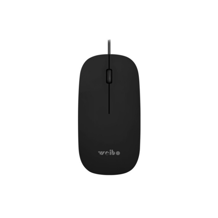 Mouse cu fir, Weibo, USB 2.0, 5V, 11x6x3cm, Negru