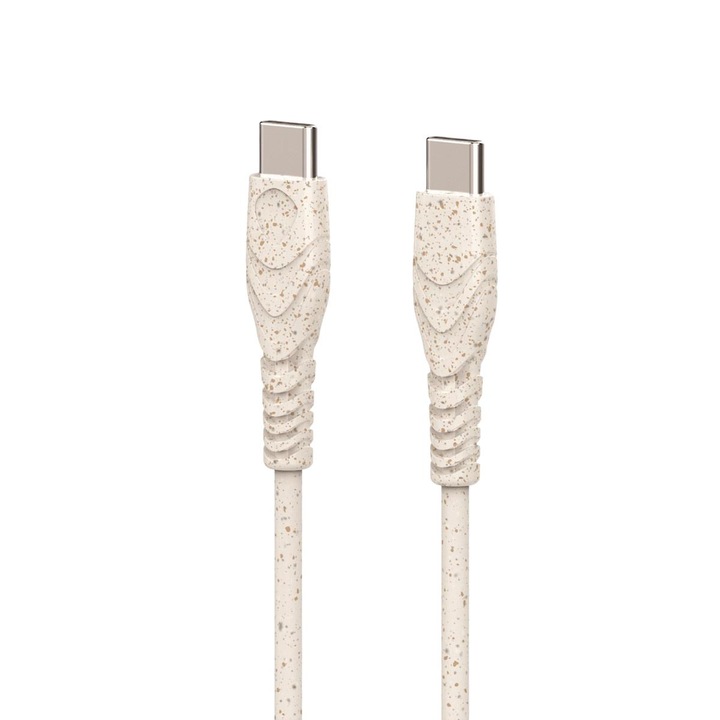 Кабел за данни, BIONd, USB-C към Type-c 3A, 2 м, бял