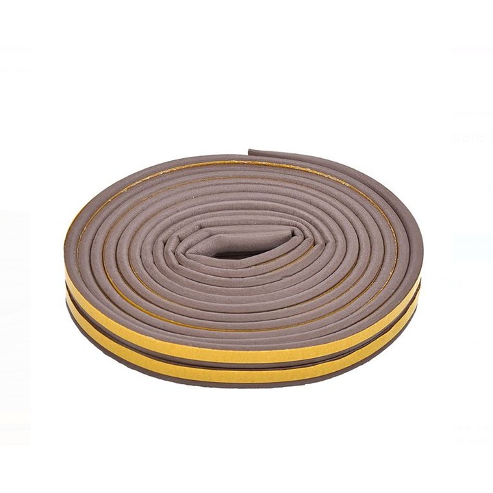 Garnitura din spuma pentru izolat usi si ferestre, autoadeziv, profil P, 6m x 9mm, Maro