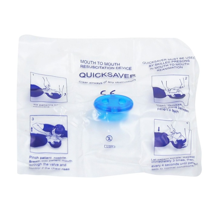 Апарат за дишане уста в уста, за първа помощ, реанимация, син