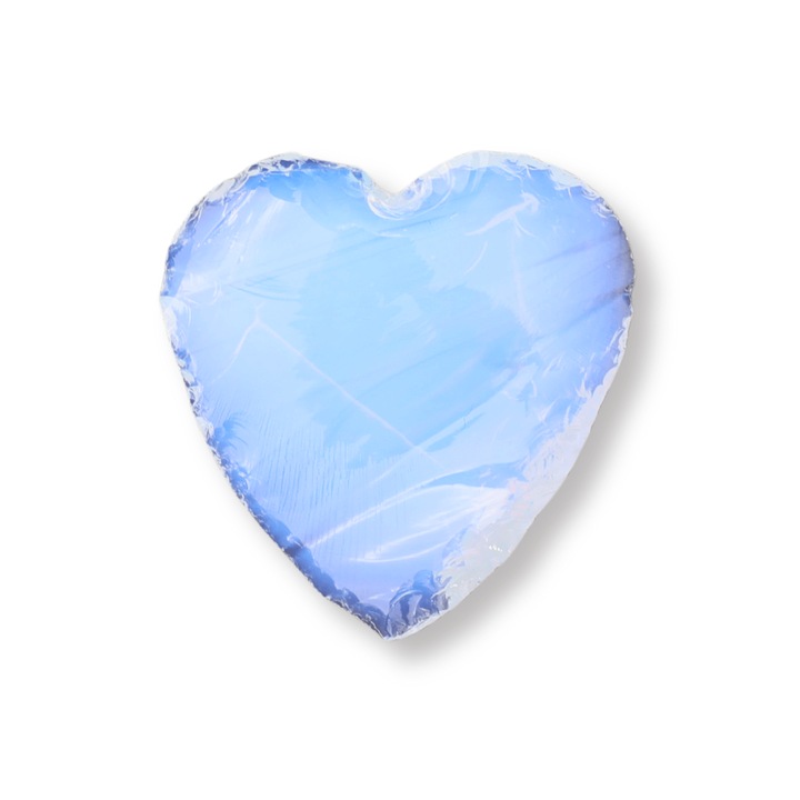 Kézzel faragott opalit kristályszív – féldrágakő ékszerekhez és drótcsomagoláshoz