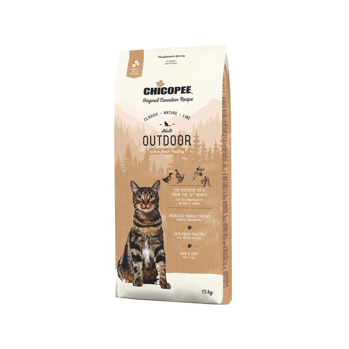 Hrana uscata pentru pisici, Super Premium CHICOPEE Adult Outdoor, aroma de pasare, 15 kg