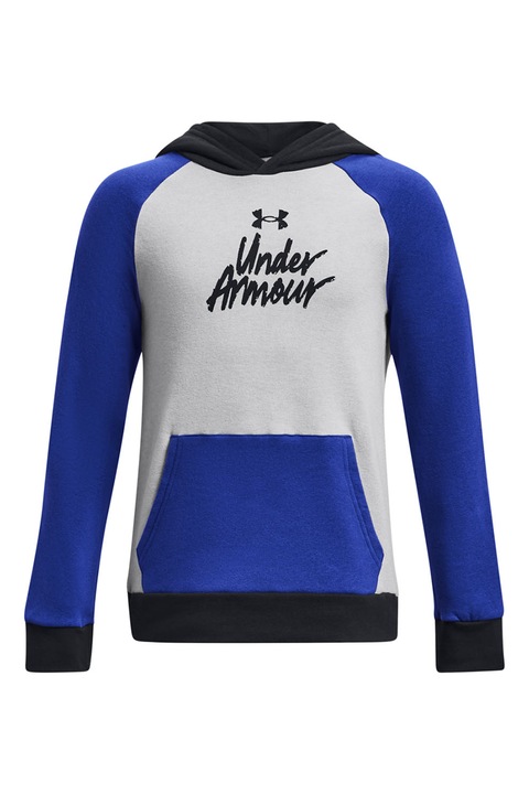 Under Armour, Худи с лого, Бял/Черен/Кралско Синьо