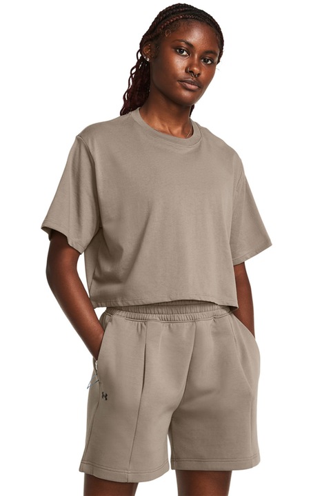 Under Armour, Tricou crop lejer pentru antrenament Campus, Grej