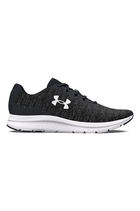 Under Armour, Pantofi Charged Impulse 3 cu garnituri peliculizate pentru alergare, Alb/Negru