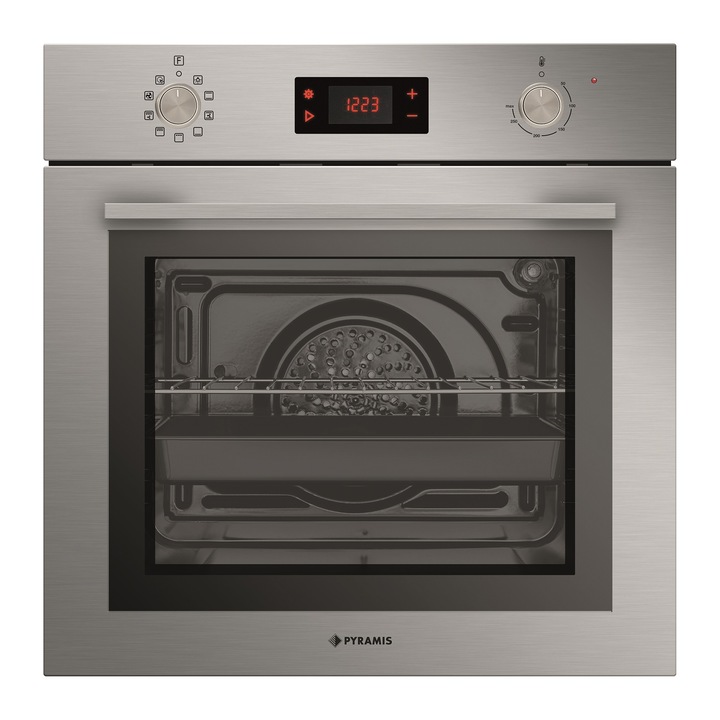 Cuptor electric Pyramis 60IN 8070 Anthracite, 6 functii, clasa A, volum 64 litri, timer electronic, finisaj rustic