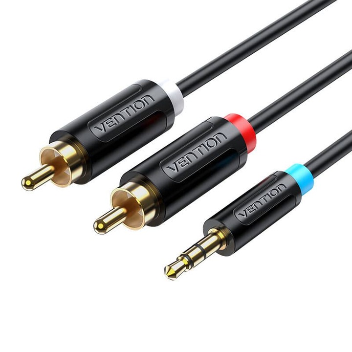 Vention 2xRCA - 3.5mm jack kábel 1,5m fekete (BCLBG) (BCLBG)