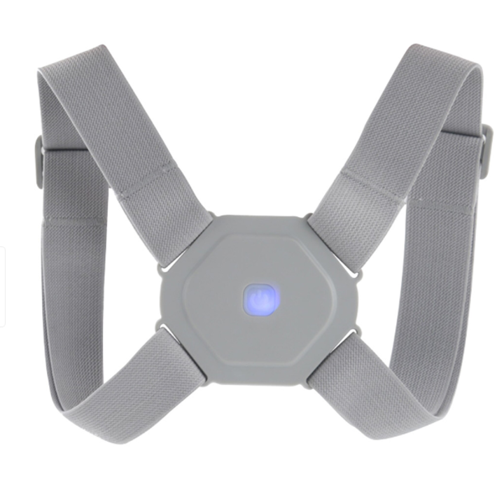 Corector de postura USB, pentru indreptare spate, coloana si umeri, Marime reglabilla, Gri