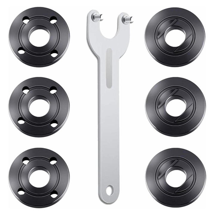 Set cheie slefuit si 6 piulite de blocare, Tebnaild, Metal, Argintiu/Negru