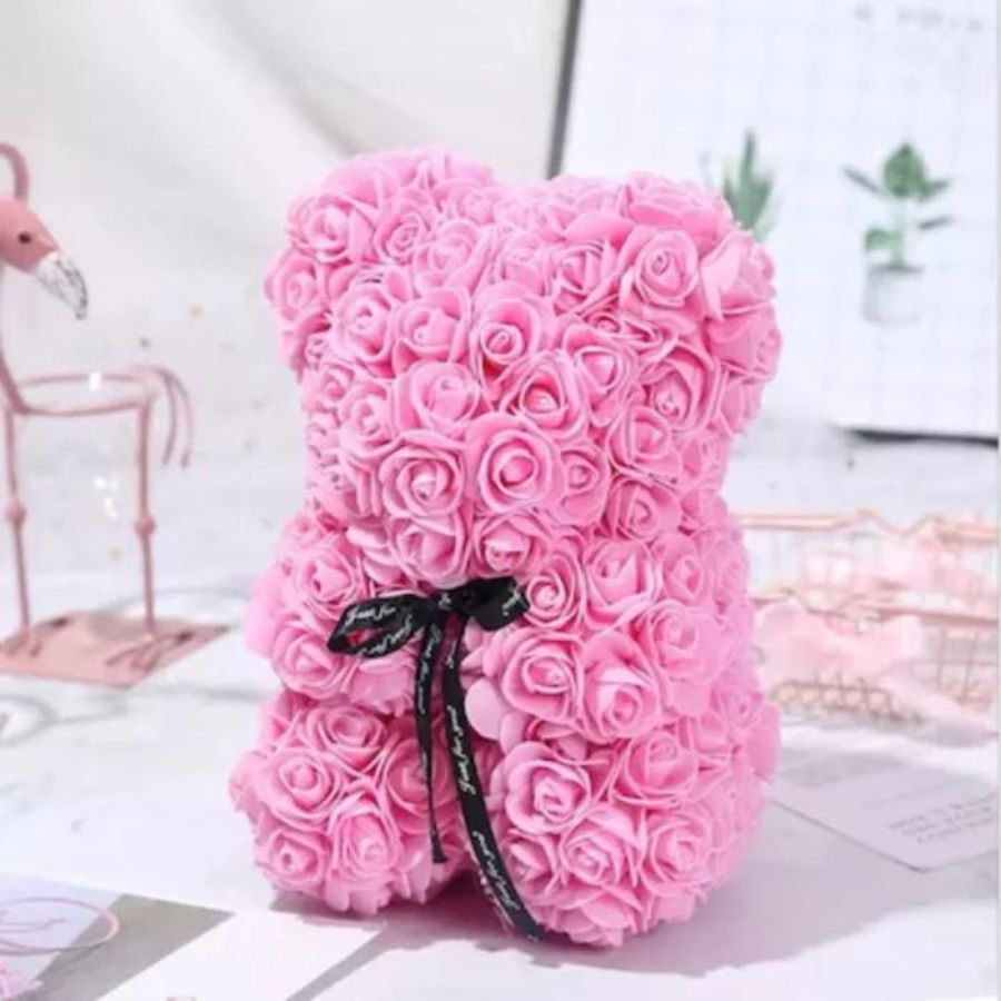 Ursulet din Trandafiri de spuma Rose Bear Decorat Manual 25 cm, cutie ...