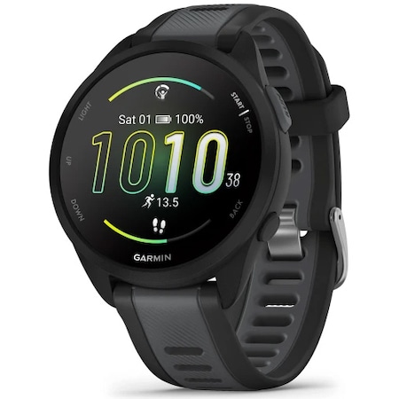 Smartwatch Garmin Forerunner 165, 43mm, GPS, Wi-Fi, Android/iOS, curea Silicon, Black/Slate Grey