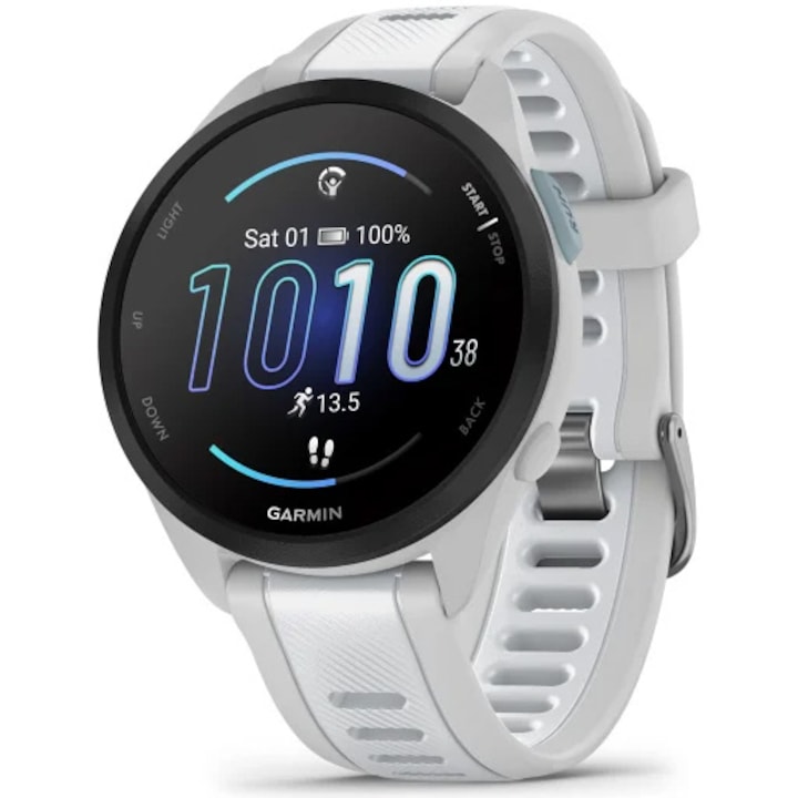 Часовник Smartwatch Garmin Forerunner 165, Силиконова каишка, Mist Grey/Whitestone