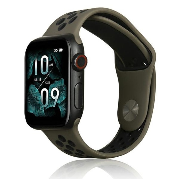 Szilikon szíj, Beline, Apple Watch Sport 38/40/41mm-hez, Barna/Fekete
