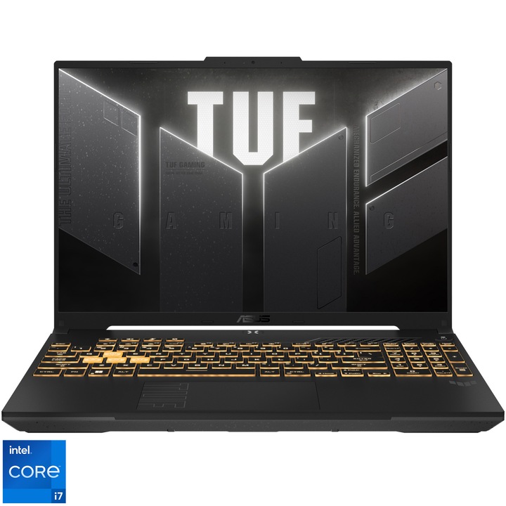 ASUS TUF F16 FX607JU Gaming laptop Intel® Core™ i7-13650HX processzorral max. 4.90 GHz, 16", Full HD+, IPS, 165Hz, 16GB DDR5, 512GB SSD, NVIDIA® GeForce RTX™ 4050 6GB GDDR6 TGP 130W, No OS, Nemzetközi angol billentyűzet, Mechaszürke