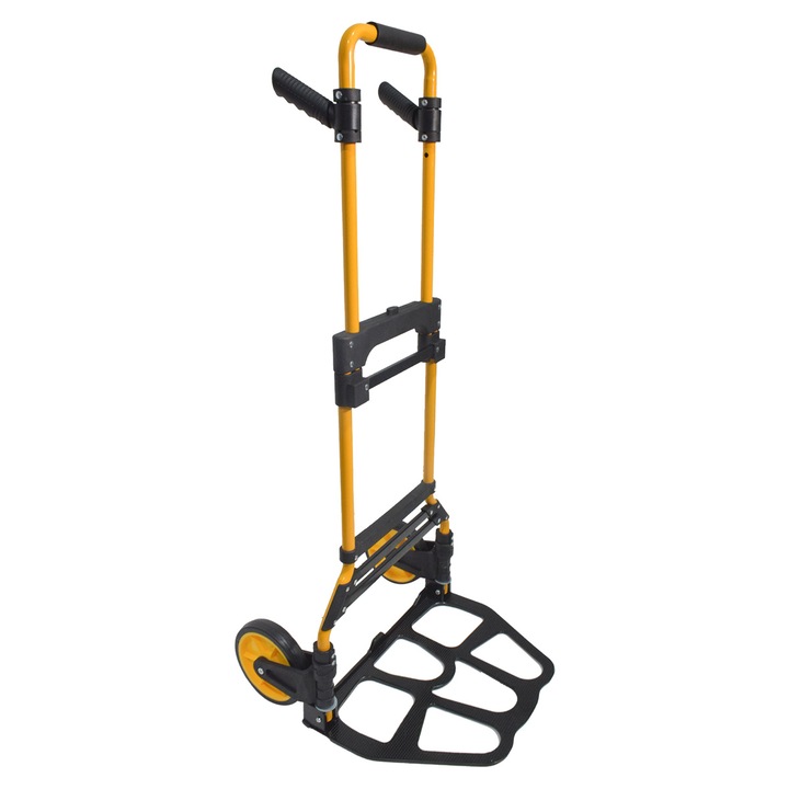 Товарна количка с платформа, Naimeed D5667, сгъваема, регулируема височина, безшумни колела, 360 дръжки, Жълта, 48x35x114см