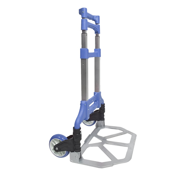 Товарна количка с платформа, Naimeed D5670, сгъваема, регулируема височина, безшумни колела, синя, 40x39x100см