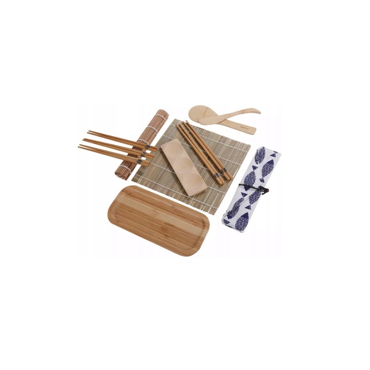 Set pentru preparat sushi, din bambus, 11 elemente, Kinghoff