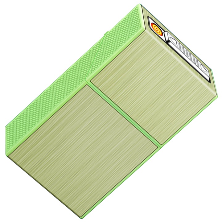 Elektromos öngyújtó, foszforeszkáló, USB-vel tölthető, Aranysárga, OptimStar